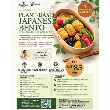 Plant Based Japanese Bento Cooking Class, 22 Nov 2026, Sunday 10am-12.30pm