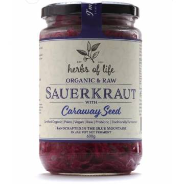 Herb's of Life organic Sauerkraut with caraway seed. 380g