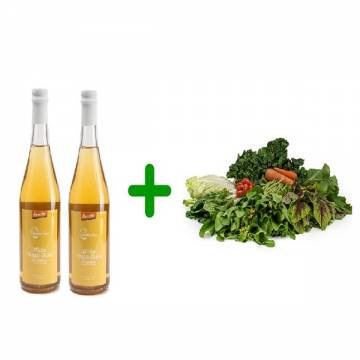 Bio-Dynamic Vegetable Box Small 2kg +  Bio-Dynamic White Grape Juice (Italy)  750ml x 2 bottles 活力農耕有機菜箱/ 意大利活力農耕葡萄原汁 750ml x2