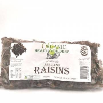 Organic Health Builders Seedless Raisins 500g