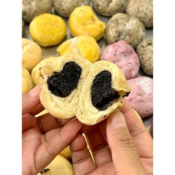 Organic Activated Black Sesame filling soourdough Mini Bun, 12 pieces